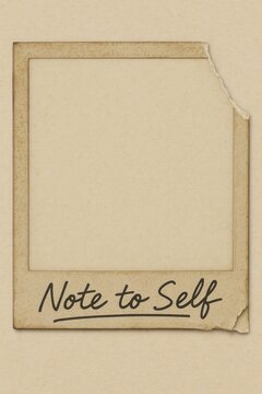 Note to Self message on an old photo frame isolated PNG with Transparent Background