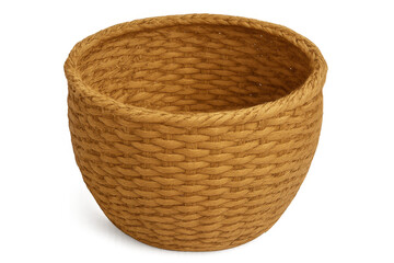 Obraz premium Natural fiber basket displaying rustic texture, offering versatile storage solution on clean transparent surface