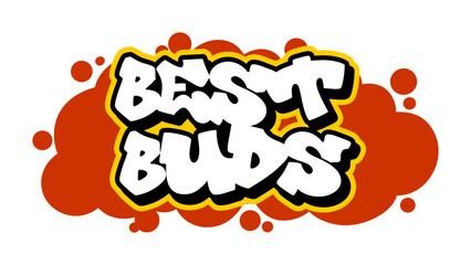 Graffiti vector “Best Buds” in freestyle tag style with bold urban lettering. Perfect for streetwear, friendship themes, youth branding, and chill lifestyle design projects.