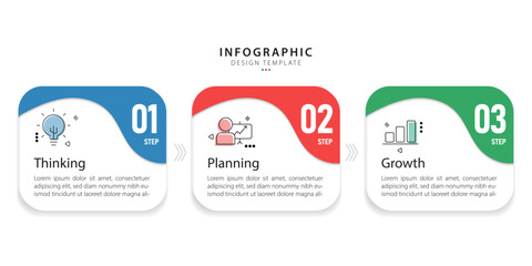 Business infographic template. 3 Step timeline journey. Process diagram, 3 options on white background, Infograph elements vector illustration.