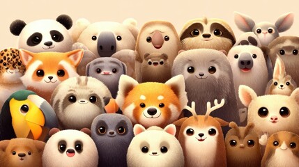 A group of cute, furry animals gathered together.
