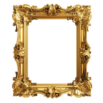Ornate gold picture frame with baroque detailing