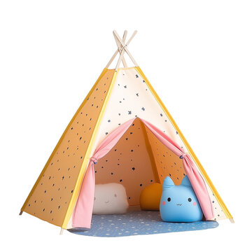 Children&rsquo;s teepee tent with toys and pillows