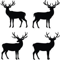 Majestic Deer Silhouette Set – Vector Collection of Stags with Antlers in Minimal Style"