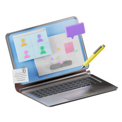 business and creative teamwork online meeting collaborate on canvas app laptop interface
