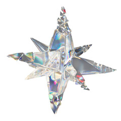 3D Abstract crystal star glass caustic cracked transparent