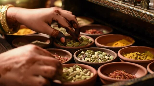 Indian Spices Selection: Aromatic Culinary Ingredients