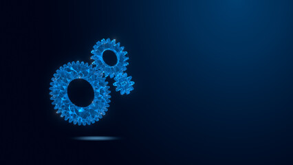 Innovative gear design in glowing blue against a dark background, symbolizing progress, efficiency, and cutting-edge technology in modern industry.