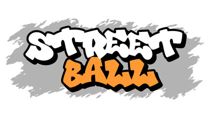 Graffiti vector “Street Ball” in freestyle tag style with bold urban vibe. Perfect for basketball culture, youth sport design, digital content, and street-style athletic branding.