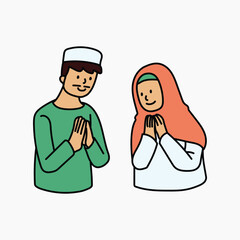 Muslims greeting doodle collage element vector