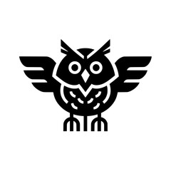 Minimalist Owl Logo with Open Wings