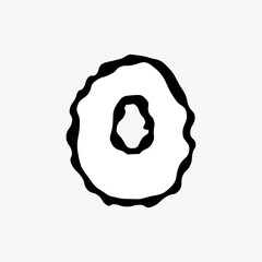 0 number zero, distorted Arabic numeral vector