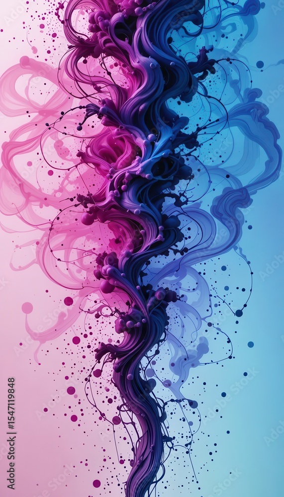 Poster colorful abstract background design for mobile displays featuring flowing ink patterns