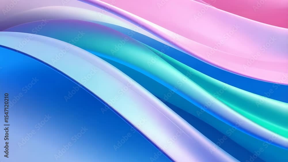 Poster abstract wave background featuring curving shapes in shades of blue, teal, pink, and purple with smo