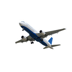 Obraz premium Commercial Jet Plane in Flight On Isolated Transparent Background