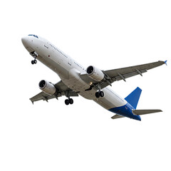 Obraz premium Passenger Airplane Taking Off On Isolated Transparent Background