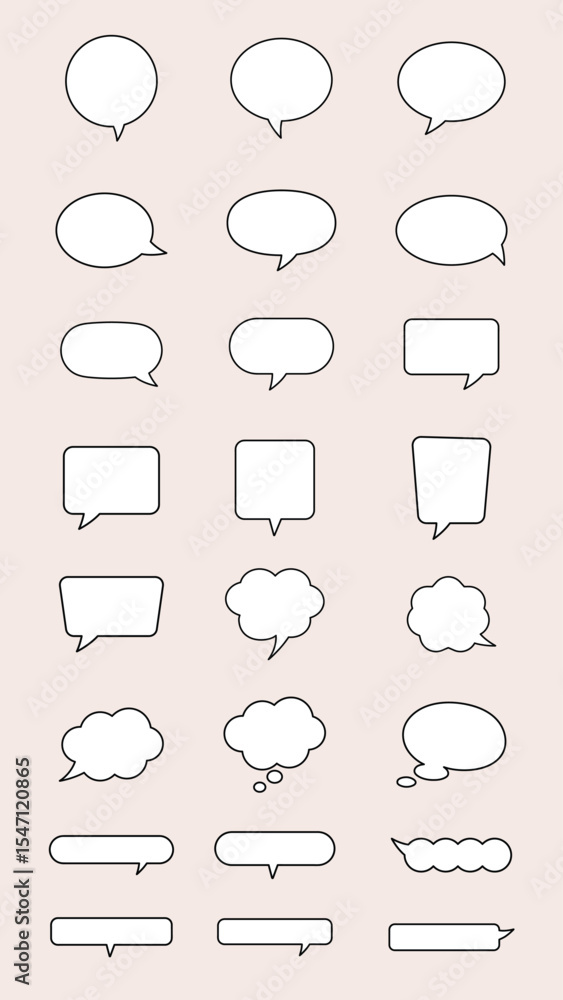Poster collection of blank speech bubble shapes in various styles. set of speech bubbles graphic design. il