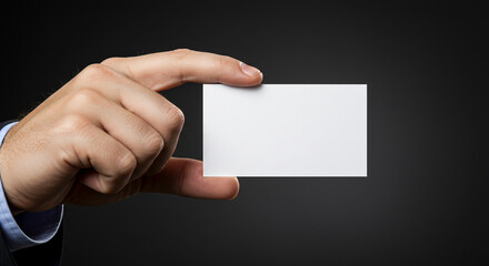 Hand Holding a Blank Business Card with Copy Space