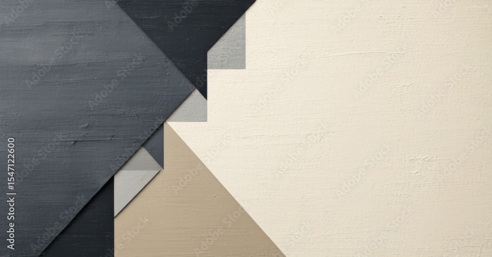 Poster abstract geometric composition. neutral tones dominate, creating subtle contrast, texture visible. s