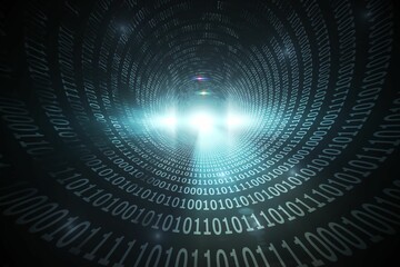 Spiral of shiny binary code