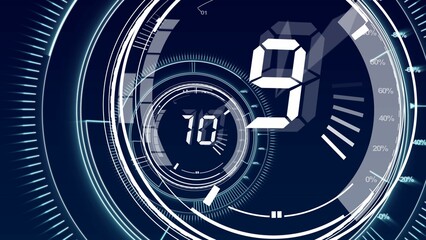 Interface dial countdown with timer in blue background