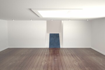 Empty white room with stairs