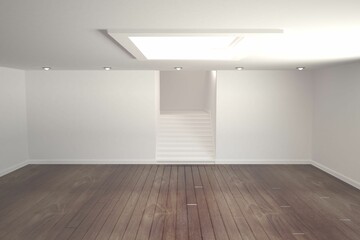 Empty white room with stairs