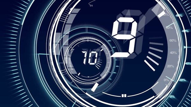 Interface dial countdown with timer in blue background