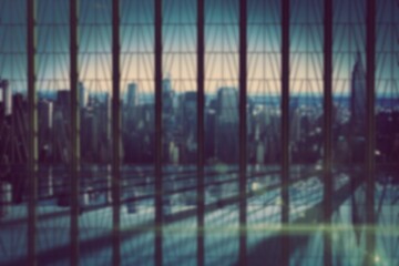 Cityscape against sky seen through office building