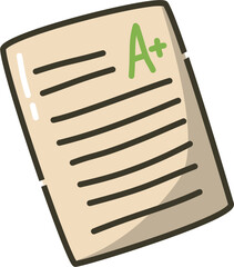 Exam paper with A+ grade illustration