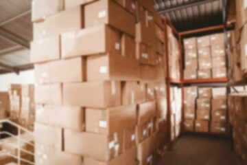 Stack of cardboard boxes in warehouse