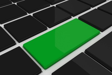 Black keyboard with green key