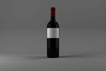 Black wine bottle with label