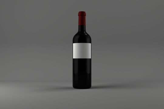 Fototapeta Black wine bottle with label