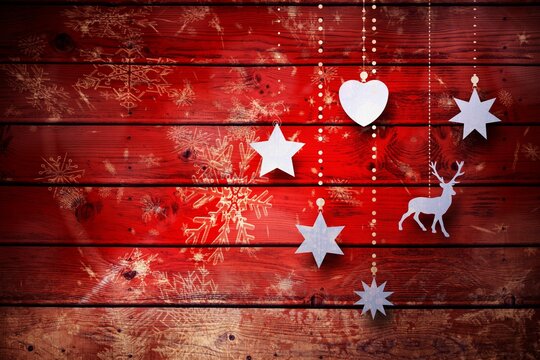 Fototapeta Christmas decorations over wood