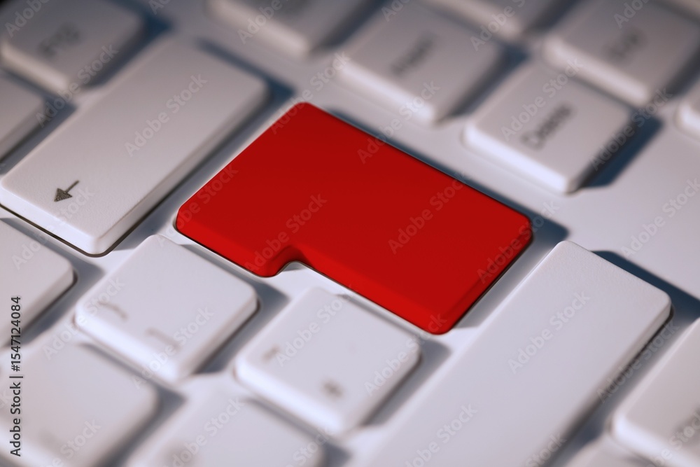 Poster digitally generated red enter key on keyboard