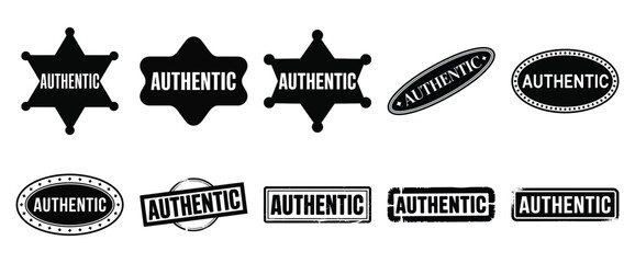 Authenticity stamps and badges set isolated on white background