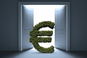 Fototapeta premium Euro symbol at doorway in house