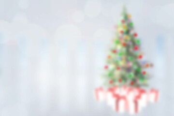 Blurry christmas tree in room