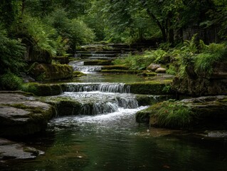 A Calm And Serene Waterfall With Multiple Tiers