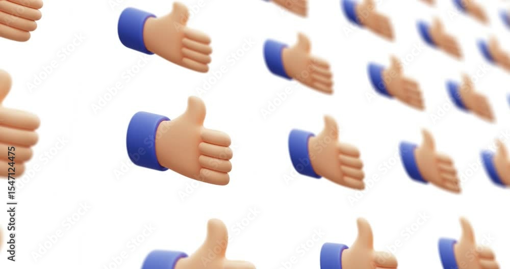 Poster 3d style animated drawing of a hand with a thumbs up like gesture on a white background