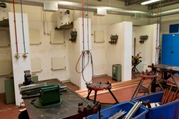 Interior of factory with various eqipments