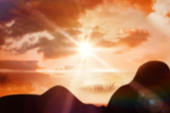 Fototapeta Idyllic view of cloudy sky with lens flare