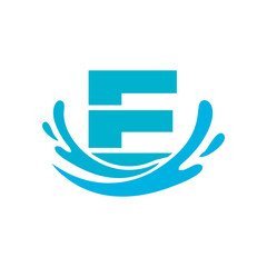 Initial E splash water simple creative logo design template
