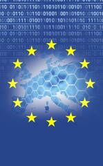 European union flag with binary codes