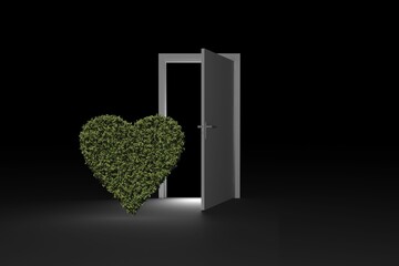 Heart shape of topiary at doorway