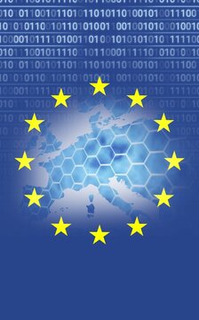 Naklejki European union flag with binary codes
