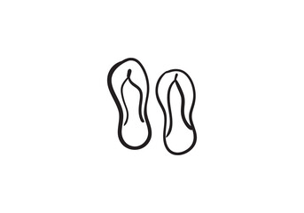  hand-drawn vector illustration of a pair of flip-flops