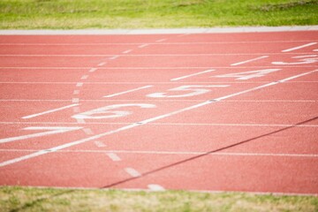 Numbers on starting line on sunny day © vectorfusionart