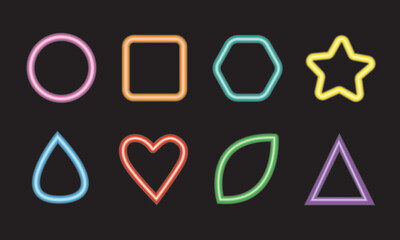 Neon Pastel Outline Shape Icon Set